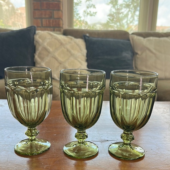 Other - Libbey Duratuff Gibraltar Olive Green Ice Tea Goblet set of 3